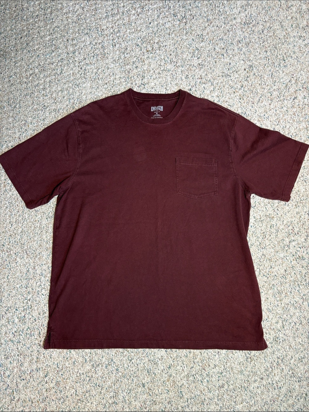 Duluth Trading Co Maroon Longtail Short Sleeve Pocket Tee